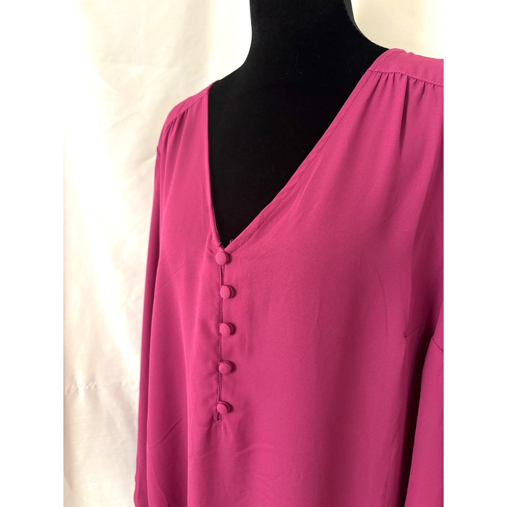 Torrid Harper Pink Blouse V-Neck Long Sleeve Size 0 - Picture 2 of 4